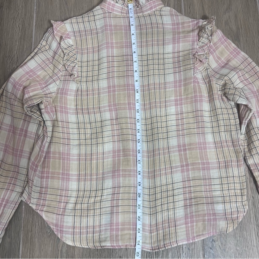 Christy Dawn Plaid Flannel Blouse Top Shirt Cottagecore Ruffle Button Western - Picture 12 of 16